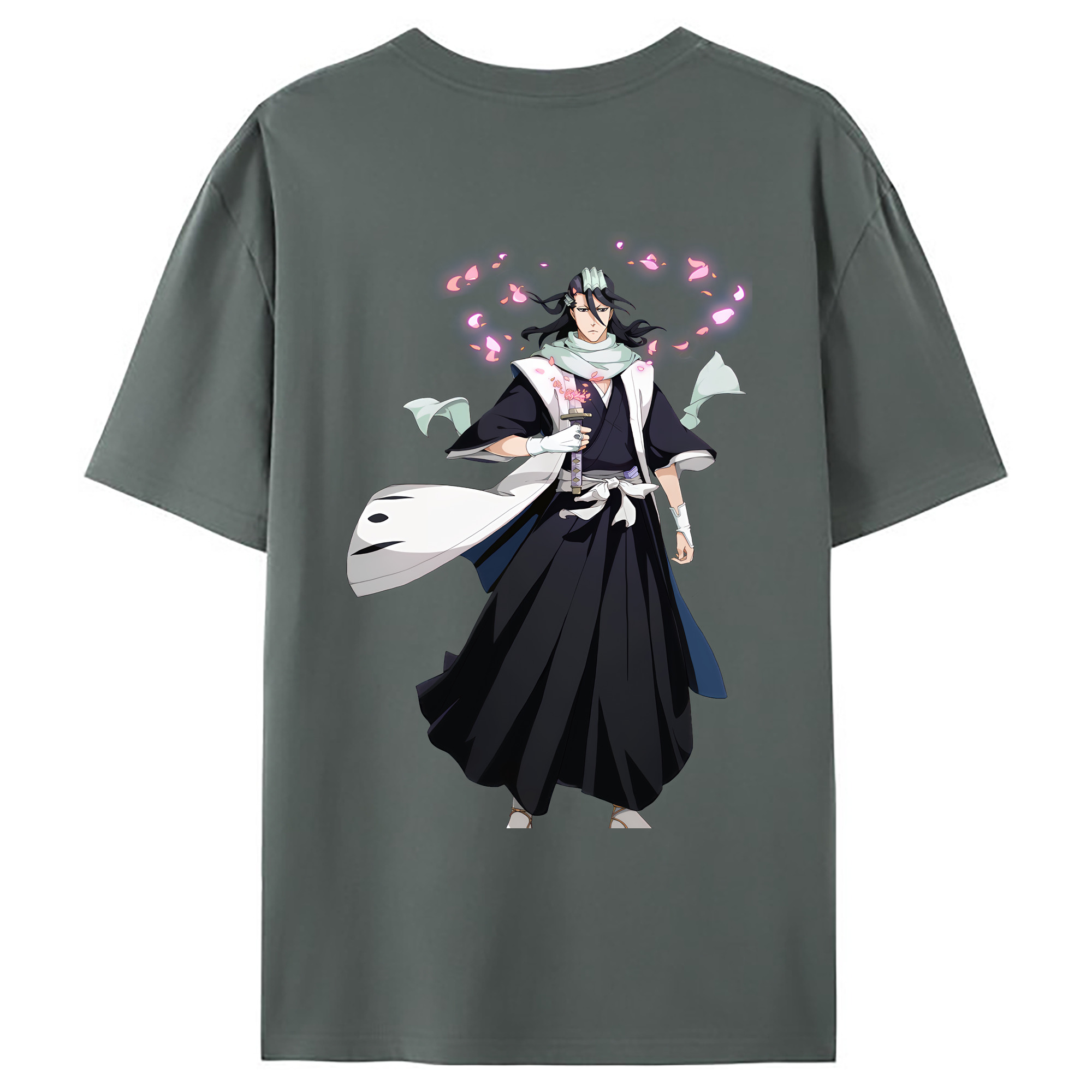 （画像用） ブリーチ くちき びゃくや BLEACH Kuchiki Byakuya 綿100％ メンズ半袖Tシャツ（バックプリント） 通気性